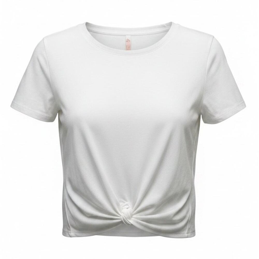 White Shirt Short Cropped Sz Large Jinkies Artsy Activewear Whimsy Preppy Tied